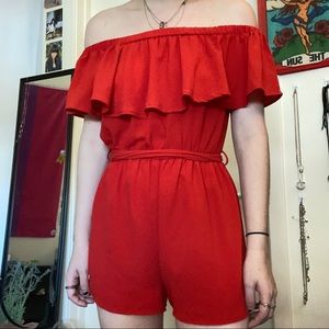 Forever 21 Red off the shoulder romper